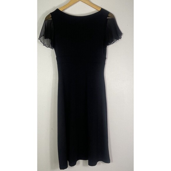 Susana Monaco Babydoll V Neck Sheath Dress Black Silk Sleeves Medium Y2K Fitted - Picture 7 of 7